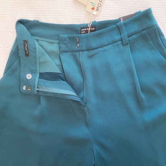 NWT FRANK & OAK AMELIA EMERALD GREEN VINTAGE FIT BALLOON PLEATED HIGH RISE PANT - Picture 4 of 10